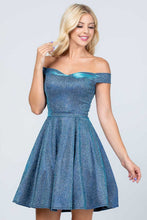 Load image into Gallery viewer, Off the shoulder skater dress jaquard