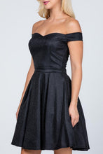 Load image into Gallery viewer, Off the shoulder skater dress jaquard