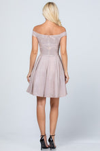 Load image into Gallery viewer, Off the shoulder skater dress jaquard