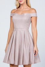 Load image into Gallery viewer, Off the shoulder skater dress jaquard