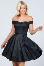 Load image into Gallery viewer, Off the shoulder skater dress jaquard