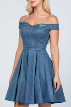 Load image into Gallery viewer, Off the shoulder skater dress jaquard