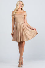 Load image into Gallery viewer, Off the shoulder skater dress jaquard