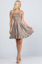 Load image into Gallery viewer, Off the shoulder skater dress jaquard