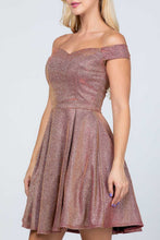 Load image into Gallery viewer, Off the shoulder skater dress jaquard