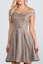 Load image into Gallery viewer, Off the shoulder skater dress jaquard