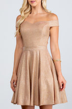 Load image into Gallery viewer, Off the shoulder skater dress jaquard
