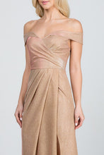 Load image into Gallery viewer, Off the shoulder glittery jacquard gathered gown