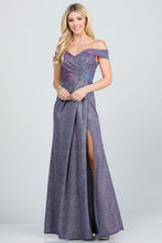 Load image into Gallery viewer, Off the shoulder glittery jacquard gathered gown