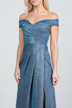 Load image into Gallery viewer, Off the shoulder glittery jacquard gathered gown