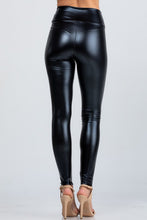Load image into Gallery viewer, Jet black high waist shiny PU leather leggings