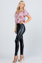 Load image into Gallery viewer, Jet black high waist shiny PU leather leggings