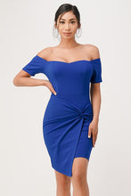 Load image into Gallery viewer, off the shoulder front twist bodycon dress