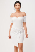 Load image into Gallery viewer, off the shoulder front twist bodycon dress