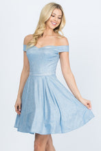 Load image into Gallery viewer, Off the shoulder skater dress jaquard