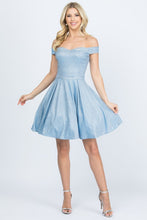 Load image into Gallery viewer, Off the shoulder skater dress jaquard