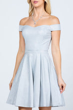 Load image into Gallery viewer, Off the shoulder skater dress jaquard