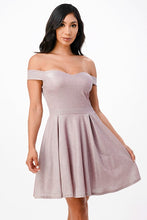 Load image into Gallery viewer, Off the shoulder skater dress jaquard
