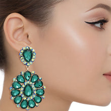 Load image into Gallery viewer, Clip On Brilliant Green Teardrop Crystal Earrings