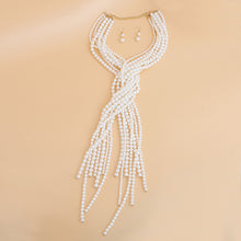 Load image into Gallery viewer, Pearl Necklace Cream Adjustable Knot Set for Women
