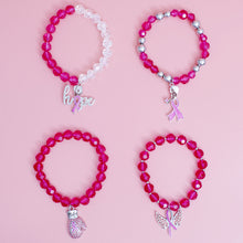 Load image into Gallery viewer, Breast Cancer Pink Glass Bead Fight 4 Pc Bracelets