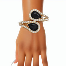 Load image into Gallery viewer, Cuff Brilliant Black Teardrop Crystal Bracelet