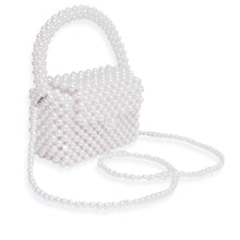 Load image into Gallery viewer, Top Handle Retro Luxe White Pearl Flap Handbag