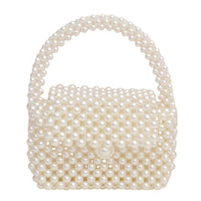 Load image into Gallery viewer, Top Handle Retro Luxe Cream Pearl Flap Handbag