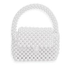 Load image into Gallery viewer, Top Handle Retro Luxe White Pearl Flap Handbag