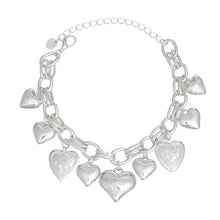 Load image into Gallery viewer, Charm Bracelet Silver Puffy Heart Chain for Women