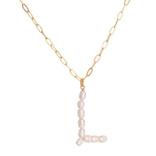Load image into Gallery viewer, L Freshwater Pearl Initial Necklace

