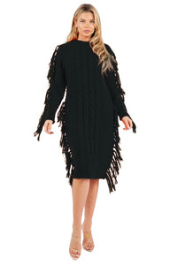 CUTESY BLACK FASHION SWEATER DRESS