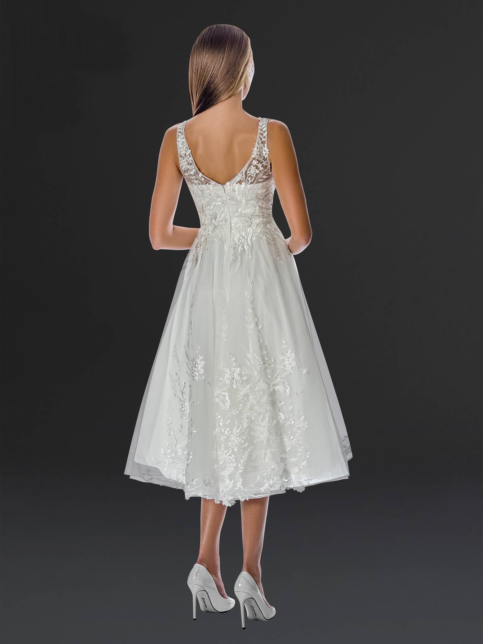 The Elira Tea-Length Lace Gown - 24906