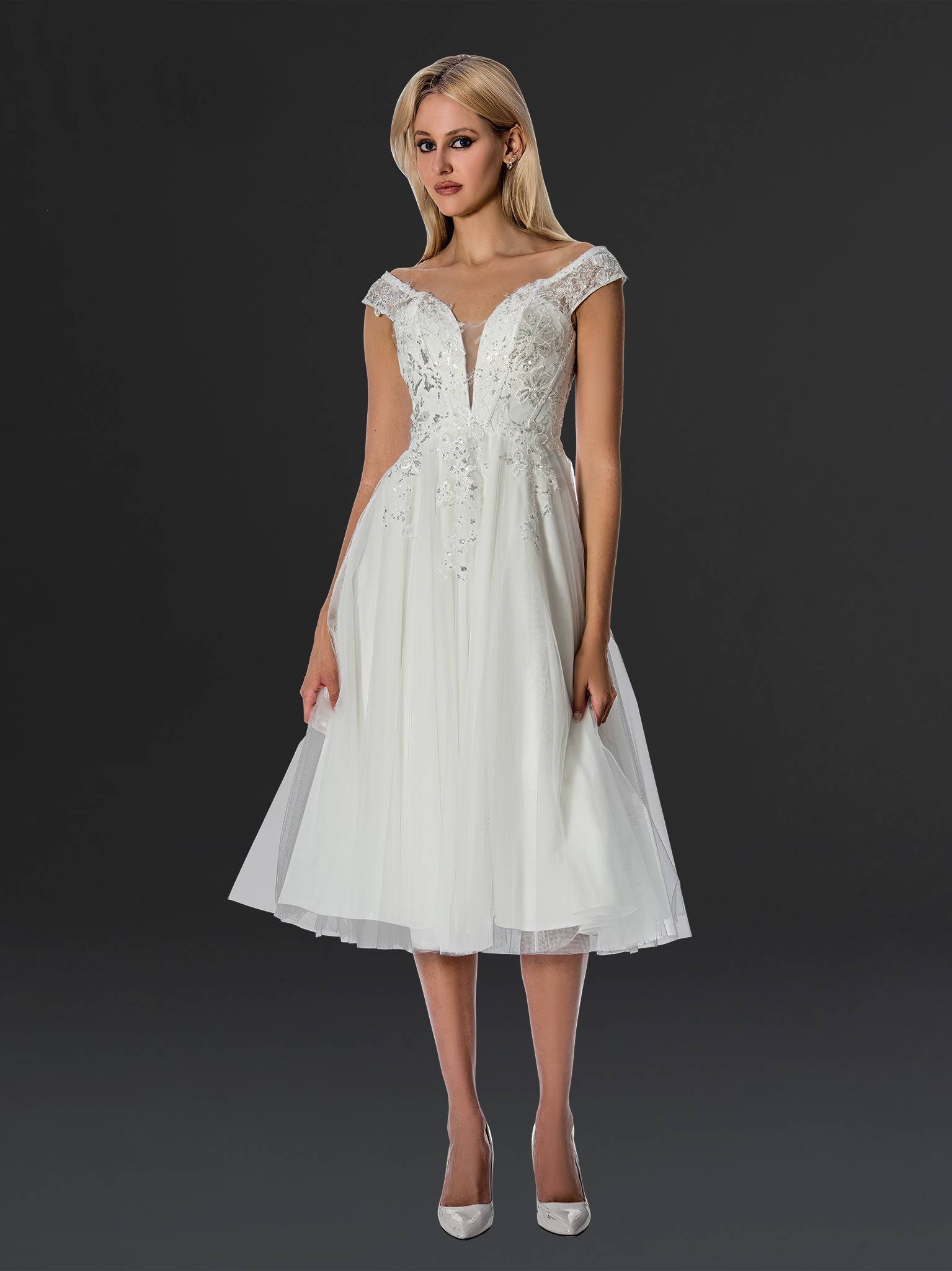 The Vivienne Lace Midi Bridal Dress - 24905