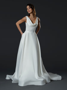 The Alara Cowl-Back A-Line Gown - 24854