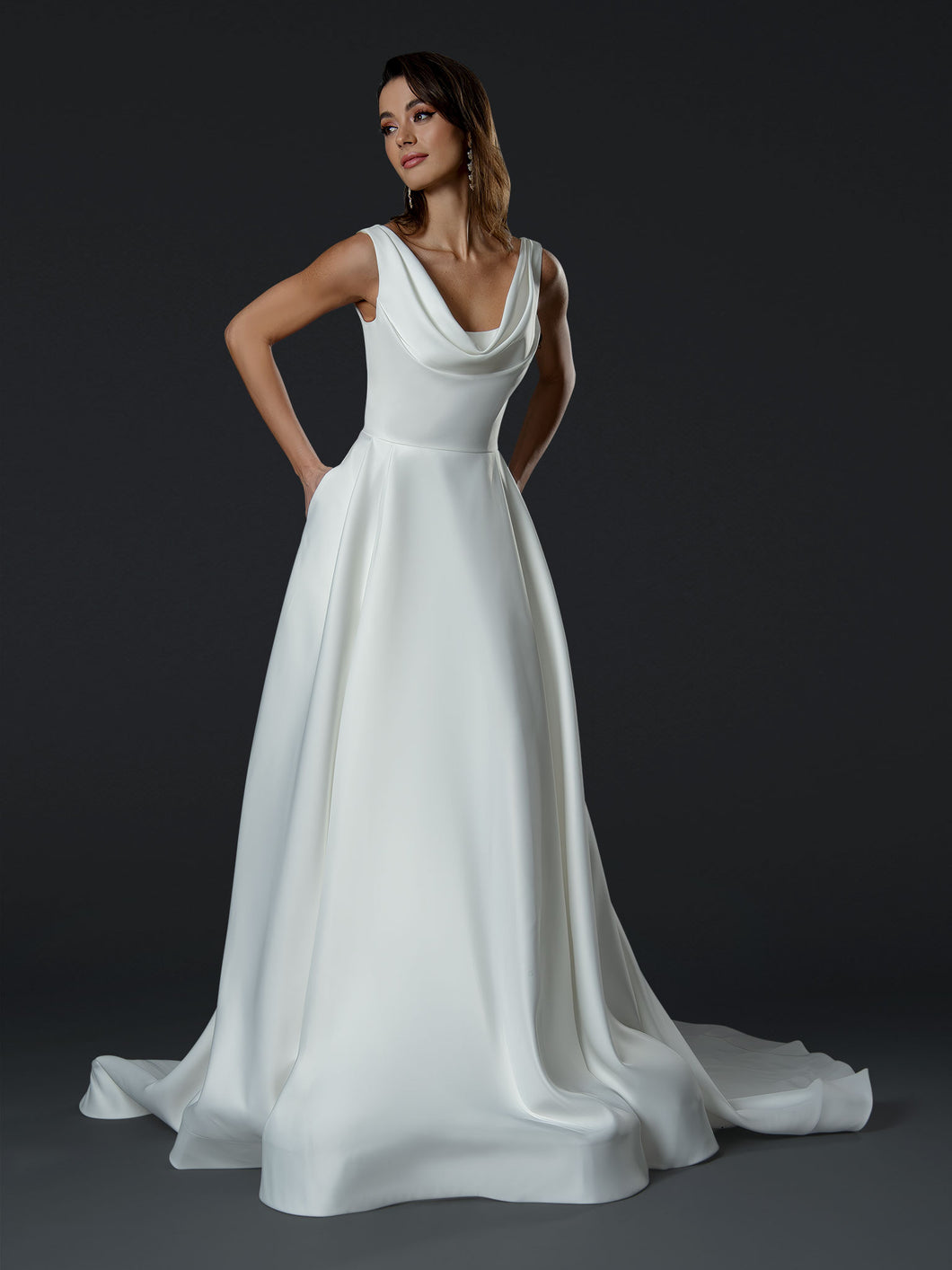 The Alara Cowl-Back A-Line Gown - 24854