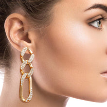 Load image into Gallery viewer, Gold Rhinestone Crusted Chain Earrings
