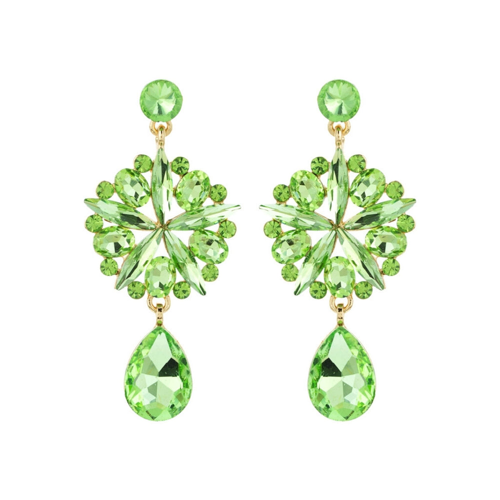 Lime Crystal Burst Earrings