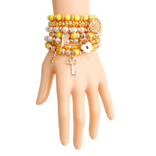 Load image into Gallery viewer, Yellow and Pearl Love Charm Bracelets
