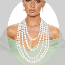 Load image into Gallery viewer, Long Layered 5 Strand Cream Pearl Necklace
