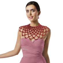 Load image into Gallery viewer, Burgundy Pearl Choker Cape
