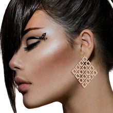 Load image into Gallery viewer, Gold Filigree Diamond Rhinestone Studs
