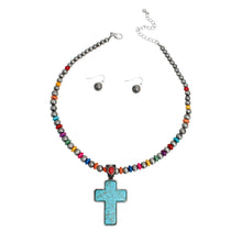 Load image into Gallery viewer, Navajo Pearl Turquoise Cross Necklace
