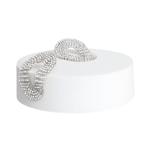 Load image into Gallery viewer, Silver Rhinestone 5 Line Oval Earrings
