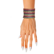 Load image into Gallery viewer, 21 Line Multi Color Rhinestone Bracelet
