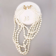 Load image into Gallery viewer, Long Layered 5 Strand Cream Pearl Necklace
