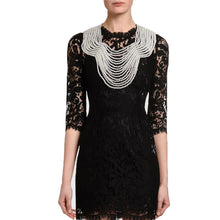 Load image into Gallery viewer, Cleopatra Chic: Cream Regal Back Drape Pearl Bib Necklace
