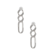 Load image into Gallery viewer, Silver Rhinestone Crusted Chain Earrings
