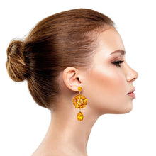 Load image into Gallery viewer, Orange Crystal Burst Earrings
