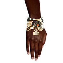 Load image into Gallery viewer, Matte Black and White Black Girl Magic Bracelets
